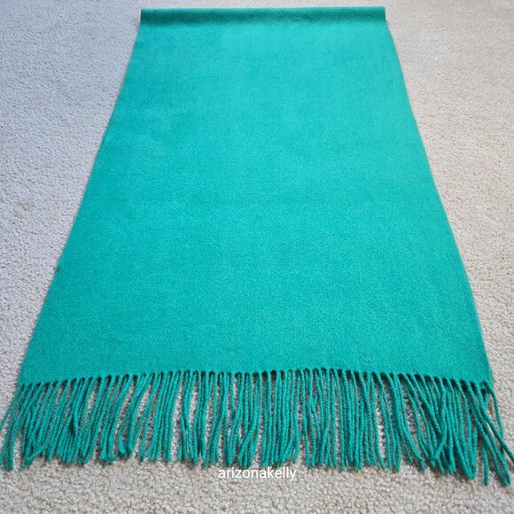 Cashmere Fringe Scarf Kelly Green Thick Soft - Picture 7 of 16